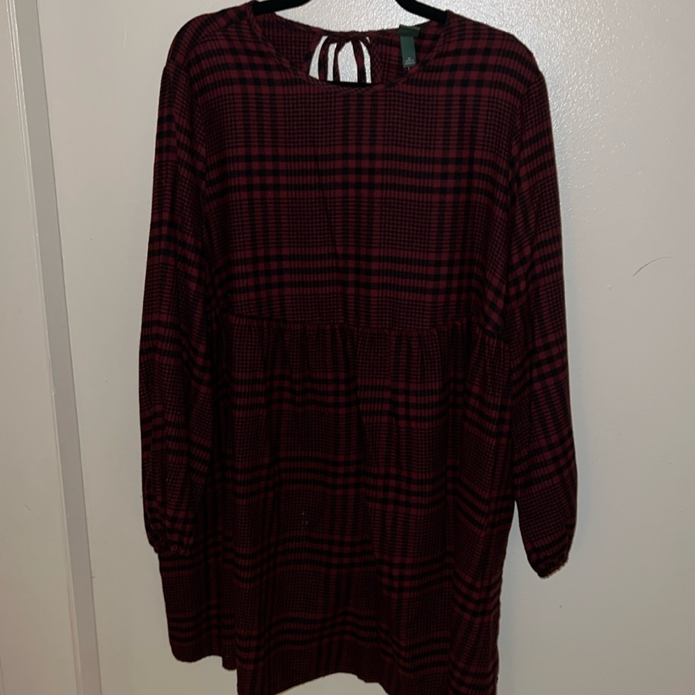 WILD FABLE Red Black Plaid Dress Size XL